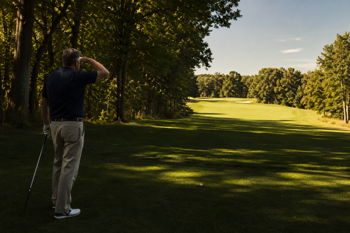 Golfer in changing light on the course